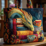 Handmade Bag - Dragon with Books and Mugs