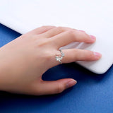 Dog Ring in Sterling Silver and White Zirconia – Adjustable Ring