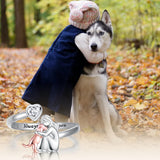 Dog Ring in Sterling Silver and White Zirconia – Adjustable Ring