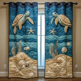 Aqua Shell Quilted Curtains NCU0NT10972