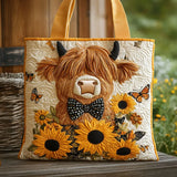 Handmade Bag - Scottish Highland Cow and Sunflowers