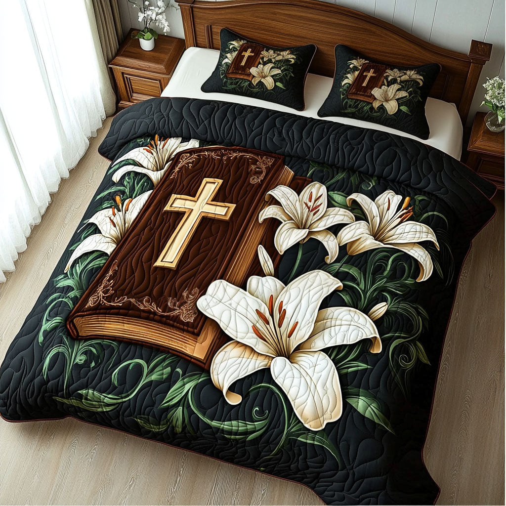 Cross 3-Piece Quilted Bedding Set NCU0VT189