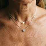 Pearl-Embellished Silver Heart Pendant Necklace