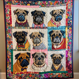 Colorful Pugs Quilted Blanket NCU0VL073