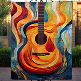 Colorful Guitar Rhythms Art Quilt Hanging NCU0DV820