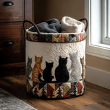 Cozy Cat Gathering Quilted Laundry Basket NCU0PTT1892
