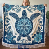 Deep Blue Wanderer Woven Sofa Blanket NCU0PT4943