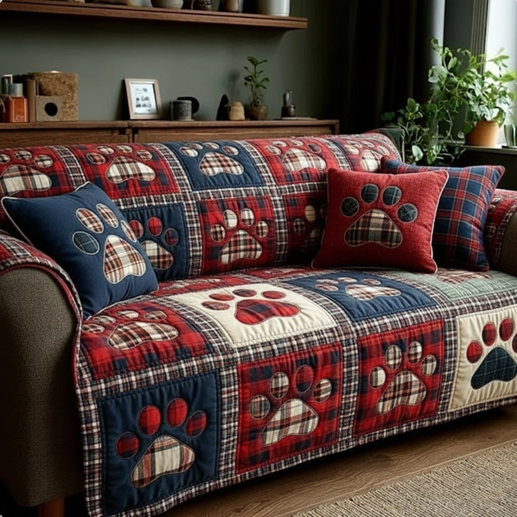 Pet Paw Quilted Sofa Cover NCU0VT358