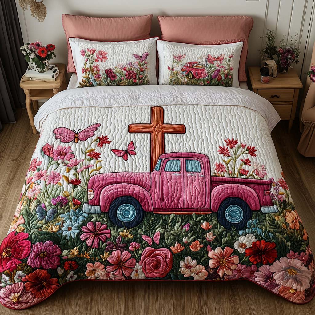 Cross 3-Piece Quilted Bedding Set NCU0VT189