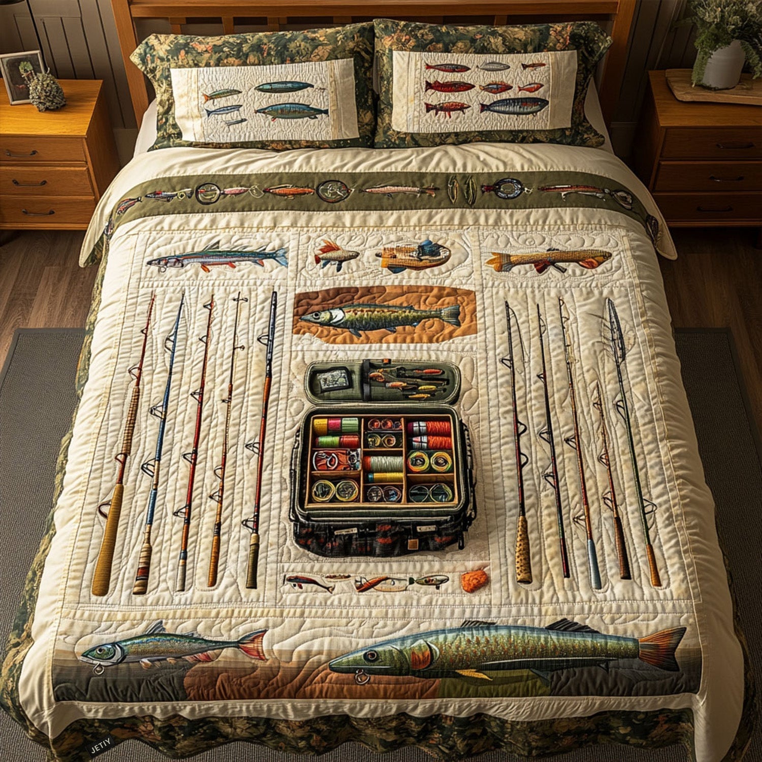 Fishing 3-Piece Quilted Bedding Set NCU0VT150