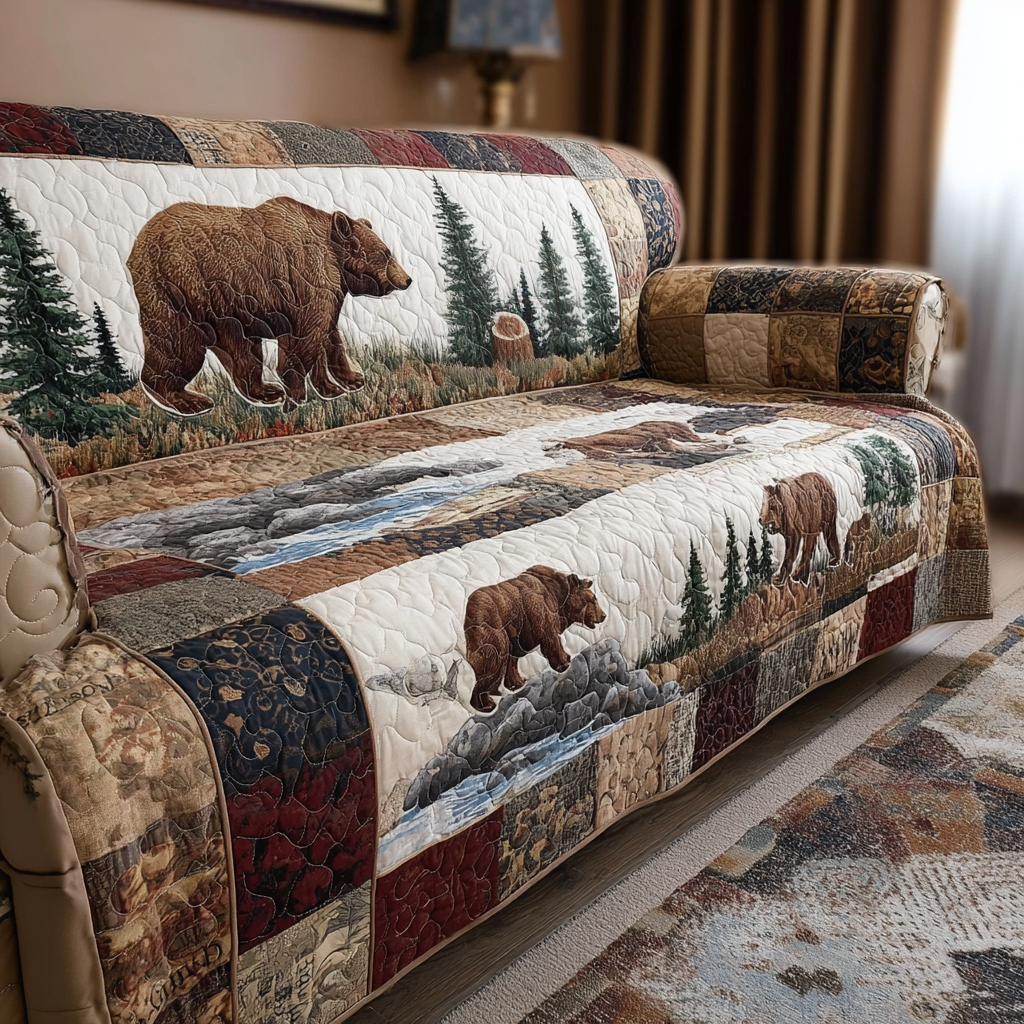 Bear Quilted Sofa Cover NCU0VT335
