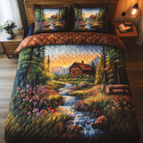 Log Cabin 3-Piece Quilted Bedding Set NCU0VT221