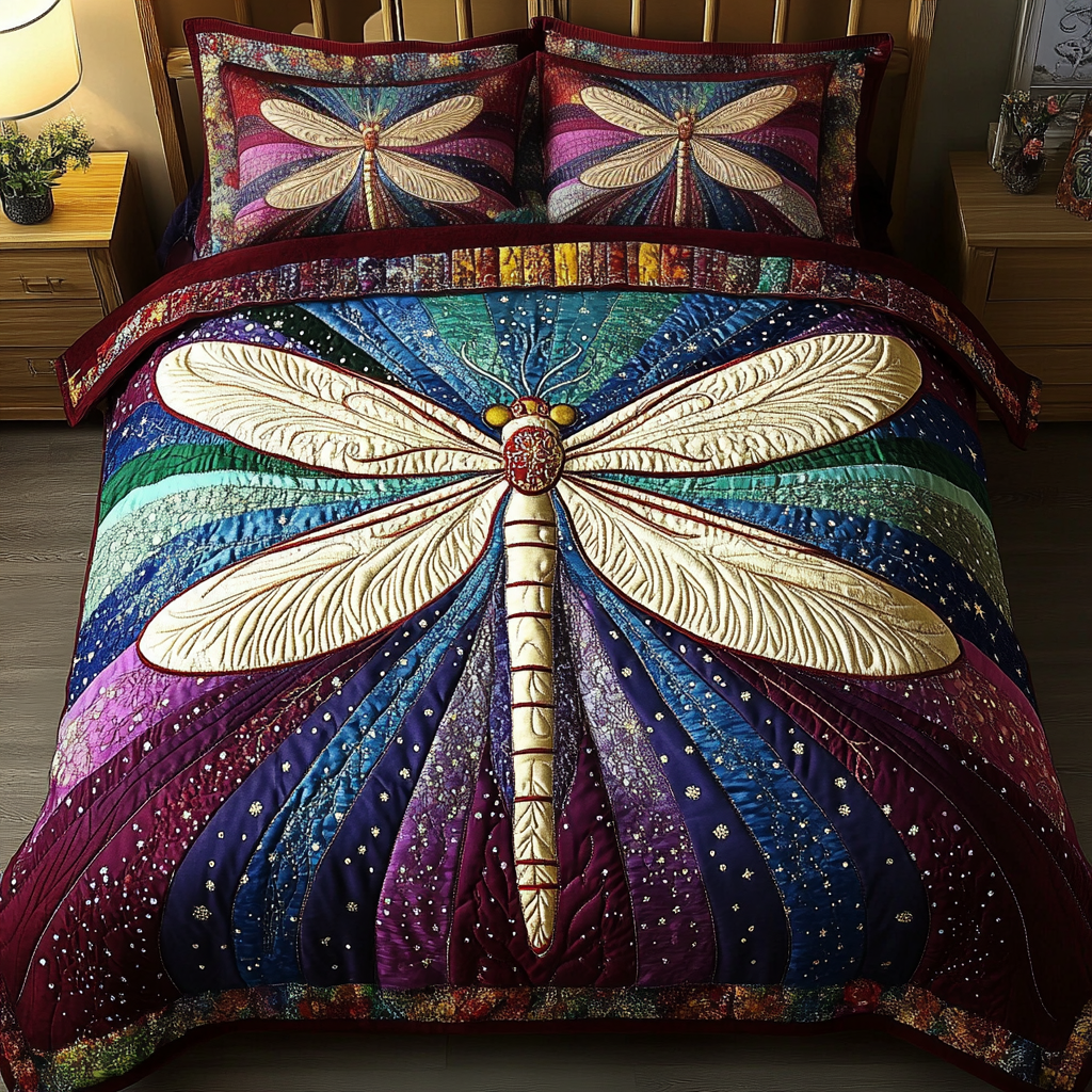 Dragonfly 3-Piece Quilted Bedding Set NCU0VT155
