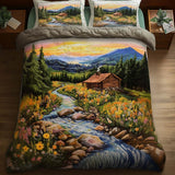 Log Cabin 3-Piece Quilted Bedding Set NCU0VT221