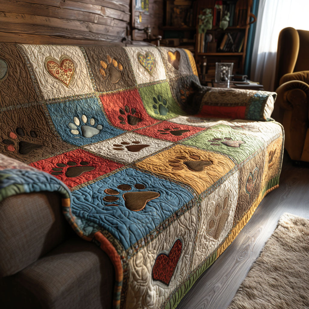 Paw Quilted Sofa Cover NCU0VT363