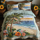 Palm Serenity 3-Piece Quilted Bedding Set NCU0VL1753