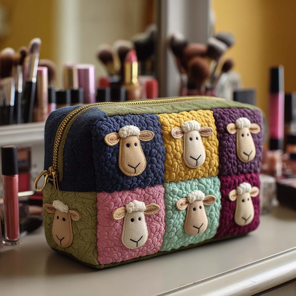 Sheep Quilted Makeup Bag NCU0VT287
