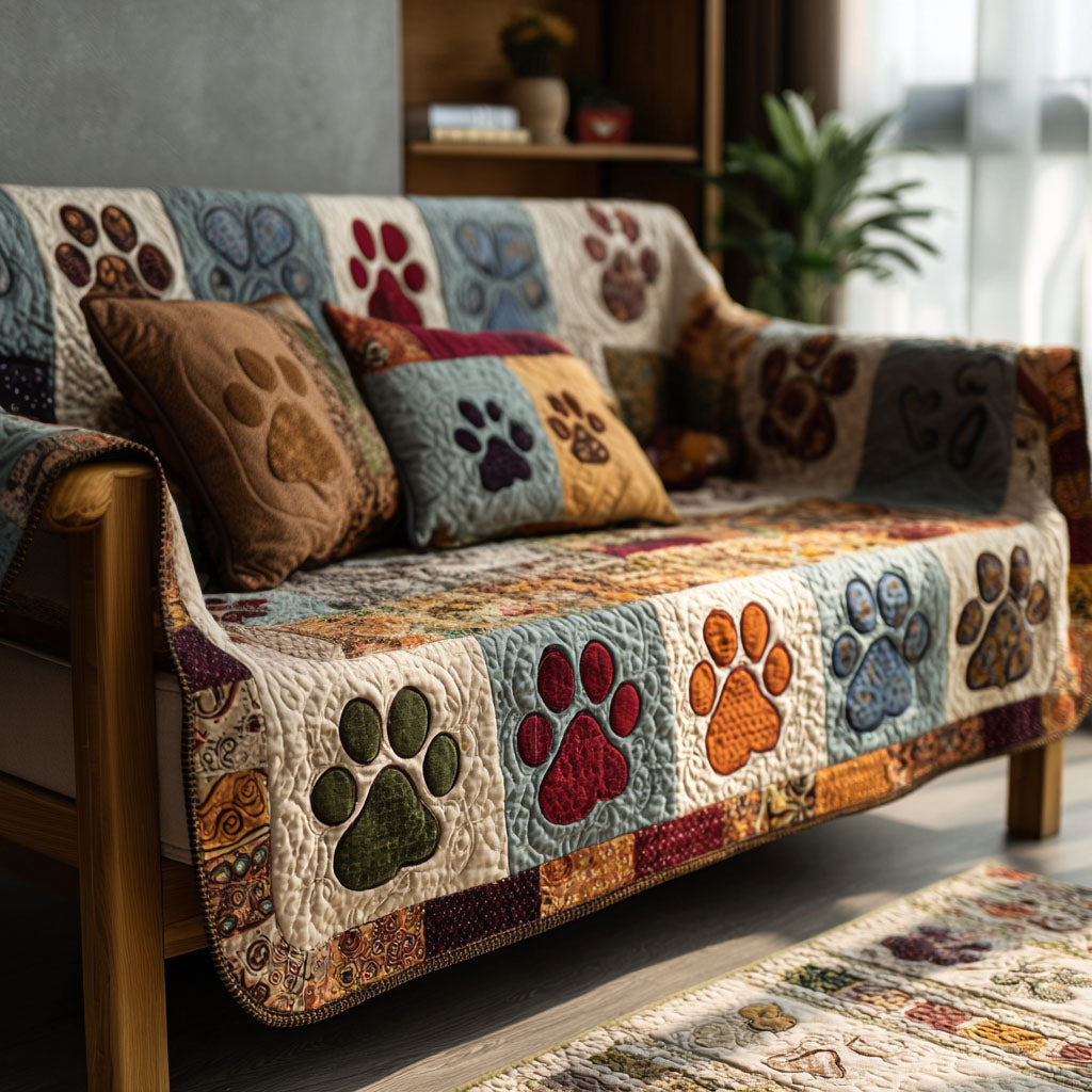 Paw Quilted Sofa Cover NCU0VT363