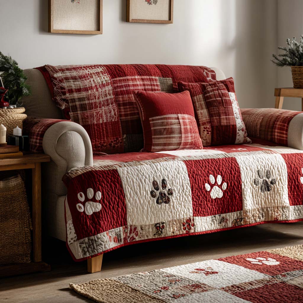 Pet Paw Quilted Sofa Cover NCU0VT338