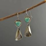 Retro Green and Silver Earrings