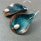 Retro Blue Leaf Earrings