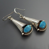 Antique Silver Earrings Featuring Blue Gemstone
