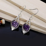 Purple Crystal Silver Earrings