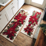 Scarlet Poinsettia Glow Kitchen Area Rug NCU0TD1725