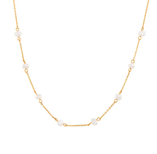 Stainless Steel Pearl Necklace and Bracelet Set