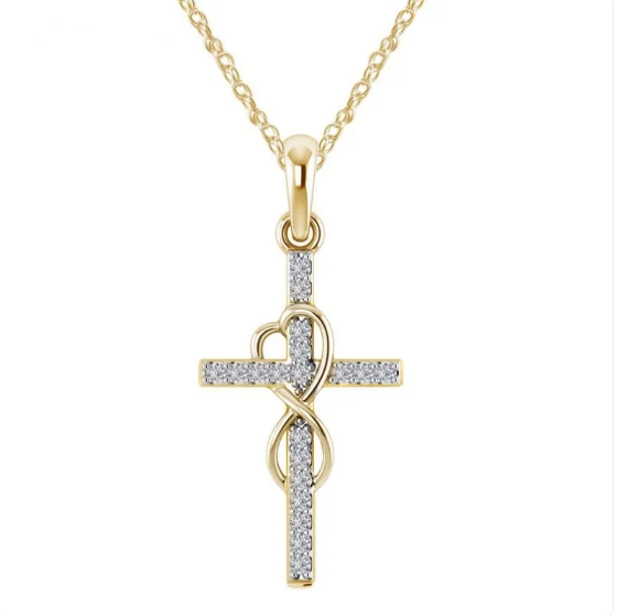 Cross Pendant Necklace with Diamond Alloy