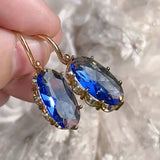 Golden Blue Blossom Earrings