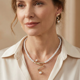 Elegant Natural Pearl Necklace and Earring Duo