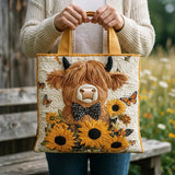 Handmade Bag - Scottish Highland Cow and Sunflowers