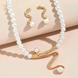 Elegant Natural Pearl Necklace and Earring Duo