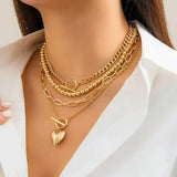 Layered Heart Pendant Necklace